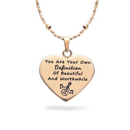 Taylor Quotes Merch Necklace Music Lover Heart Pendant Gift for Fans Girlfriend Teen Daughter Women Stainless Steel Adjustable