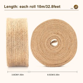 KINGLAKE 3.8cm Hessian Ribbon Roll, 10m Burlap Ribbon Jute Ribbon for Gift Wrapping, Brown Ribbon Natural Craft Ribbon for Crafting, Florist, Presents Packing, Rustic Wedding & Christmas Decorations