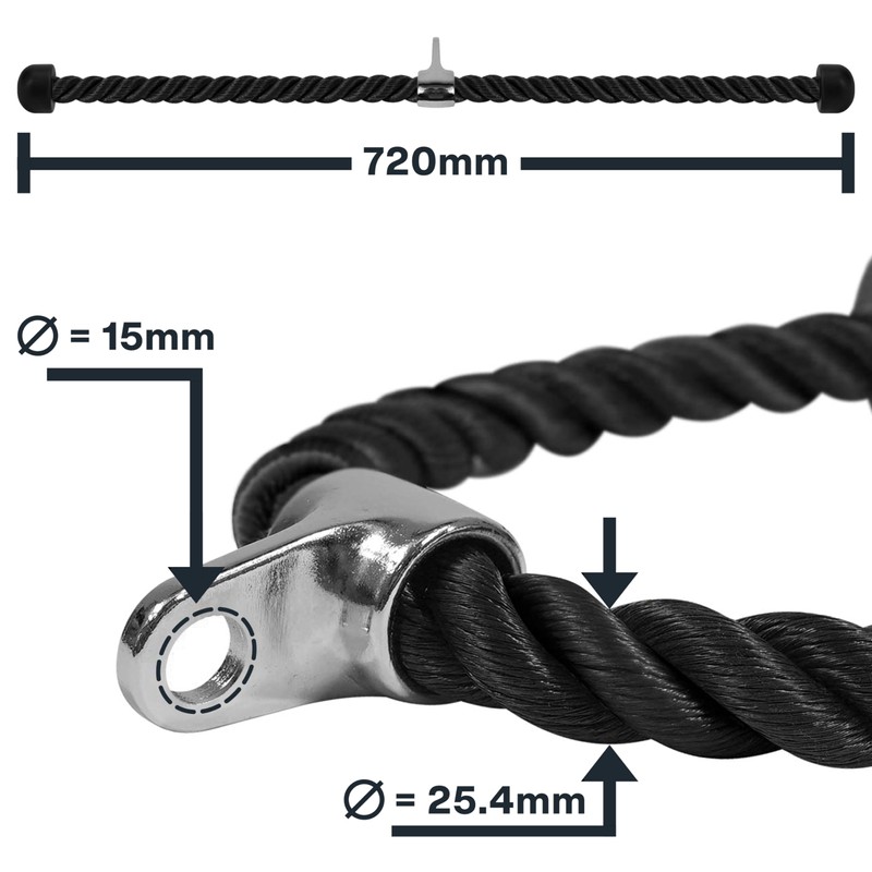 Meteor Tricep Rope - Tricep Pull Down Rope, Cable Pulley