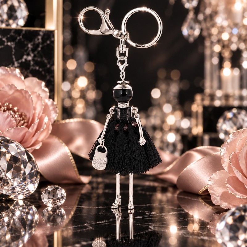 Handmade Tassel Fashionista Doll Keychain for Bags & Keys –