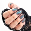 Cat Eye Press on Nails Short, Grey Handmade Almond False
