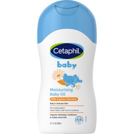 Cetaphil Baby Moisturising Oil with Organic Calendula, 200mL, 8 Hour Hydration, For Face and Body, Paraben Free, Dermatologist Tested