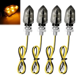 Suevut Set of 4 LED Motorcycle Indicators, E-Approved 12 V Mini Indicator Motorcycle, 5 LED Universal Waterproof Indicator Light for Motocross Bicycle