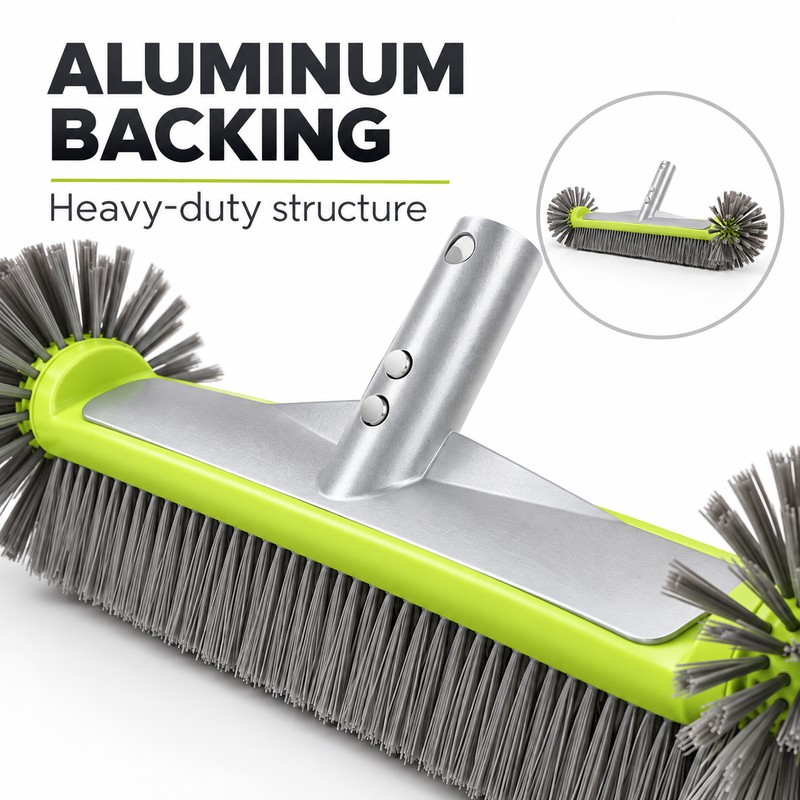 17.5 Inch Pool Brush Head, 7-Row Nylon Bristles with Rounded