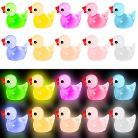 Babelshar 100pcs Luminous Mini Resin Ducks, Tiny Resin Duck Glow in The Dark Miniature Animals Bulk, Outdoor Miniature Figurines for Garden Statues Landscape Aquarium Potted Fairy Garden Home Decor