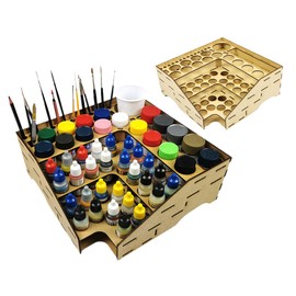 HobbyHold Square 3-Tier Paint and Brush Holder - Model Building Organiser - Modular Organiser for Model Making - Paint Rack for Paints, Brushes - Tool and Paint Holder - Model Making Accessories