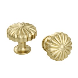 homdiy 10 Pack Gold Cabinet Knobs Brass Dresser Drawer Knobs, Gold Kitchen Cabinet Pulls Round Luxury Cupboard Hardware Zinc Alloy