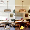 Widluth 19.7" Rattan Chandelier with Linen Farmhouse Boho Hand Woven