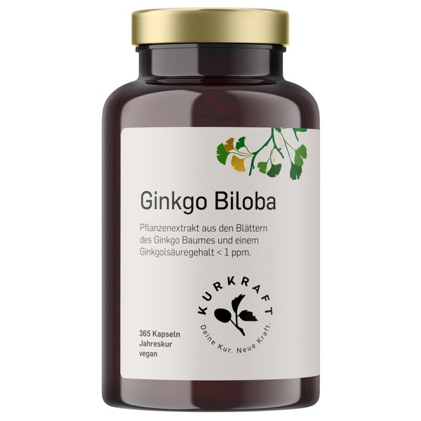 KURKRAFT Kurkraft Ginkgo Biloba - 365 Kapseln OHNE Trennmittel -
