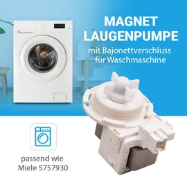 VIOKS Magnetic Lye Pump Replacement for Mielе Washing Machine 5757930 5631692 30 W with Bayonet Closure Magnetic Pump Drain Pump Washing Machine Pump
