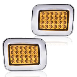 CNNELL LED Signal Lights Parking Lamps Compatible with Hummer H2 2003-2009 Left&Right Side Smoked Lens Chrome Housing 15060529 15060530