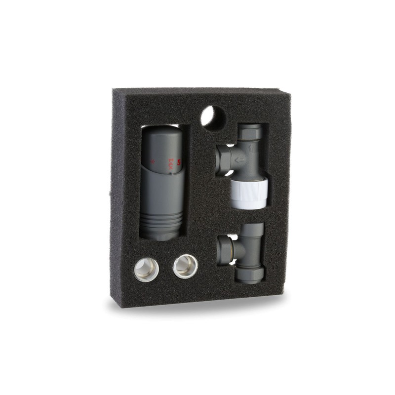 Anthracite Thermostatic Radiator Valve Angled Corner or Straight Grey Radiator