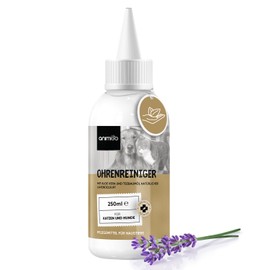 animigo Ohrreiniger für Hunde & Katzen - Ohrentropfen mit natürlichen Zutaten - Teebaumöl, Lavendelöl & Aloe Vera - Gegen Ohrenentzündungen, Juckreiz, Pilze, Ohrmilben & Bakterien - Für Ohrenpflege