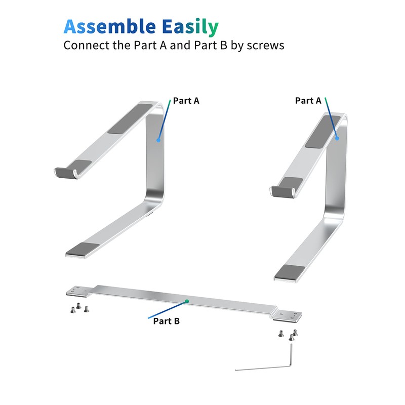 SOUNDANCE Laptop Stand for Desk, Metal Computer Riser, Heavy Stable