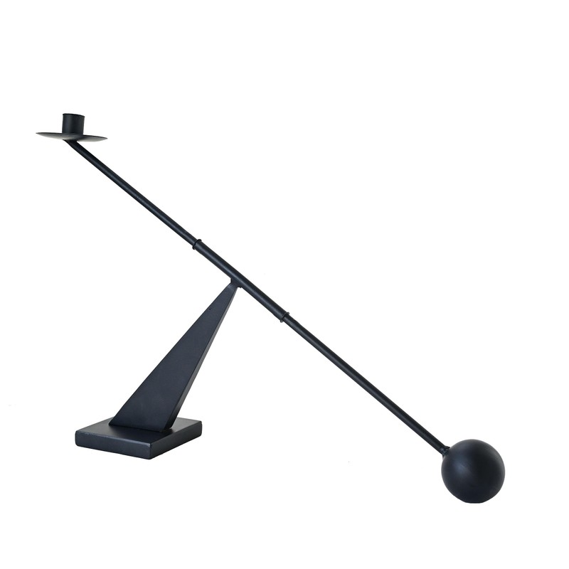 Remenna Black Metal Modern Candle Holder Candlestick Holders Decorative Candle