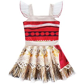 Rogkidha Girls Ocean Princess Dress Summer Casual Dress Ocean Princess Costume Flutter Sleeve Cartoon Dresses 3D Printed Cute Playwear Fancy Party Dress Outfits Red, Small