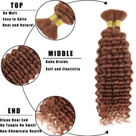 Brown Braiding Hair Deep Wave Bulk #30 Boho Human Hair for Braiding 26 26 26 Inch Deep Curly Brown Braiding Hair Bundles Human Hair Extensions