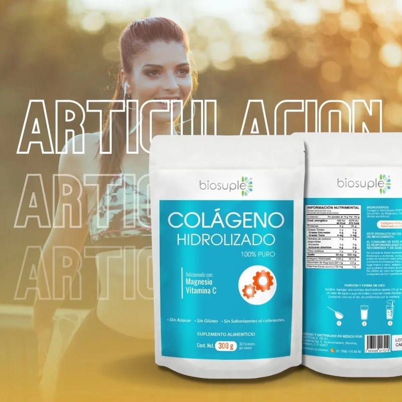 Colágeno Hidrolizado Biosuple Sabor 300g Magnesio Vitamina