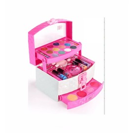 Juguete Maquillaje De Verdad Belleza Niña Tocador Estuche Rosa con Blanco