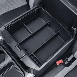 EDBETOS Full Center Console Organizer Compatible with 2023 2024 Ford F250 F350 F450 F550 Super Duty Insert Tray Accessories Armrest Box Secondary Storage Box, Original Tray Can be Placed on top