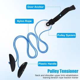 Shoulder Trainer Pulley Pulley, Shoulder Physiotherapy Pulley, Fitness Gymnastics Rope with Handles and Attachment, Shoulder Pulley for Training, Rehabilitation, Rehabilitation, Shoulder Movement