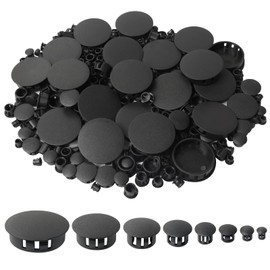 320Pcs 8 Sizes Black Plugs Hole Plastic Hole Plugs Hole Round Plugs, Plastic Hole Cover Snap in Locking Hole Plugs for Kitchen Cabinet Furniture (3/16“, 1/4“,5/16“, 3/8“,1/2“, 5/8“, 1“, 11/2“)