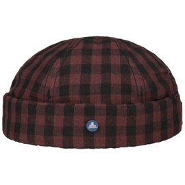 HAMMABURG Whitbourne Docker Hat Flat Cap 100% Linen Men's Summer, Black (black-Bordeaux), L