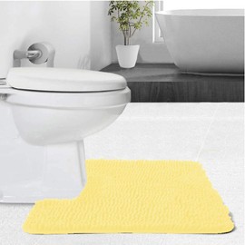 Gorilla Grip Shaggy Chenille Bath Rug Contoured Mat for Base of Toilet, Square U-Shape, Many Colors, 22.5x19.5, Machine Wash and Dry Rugs, Plush Absorbent Bathroom Toilets Contour Mats, Yellow
