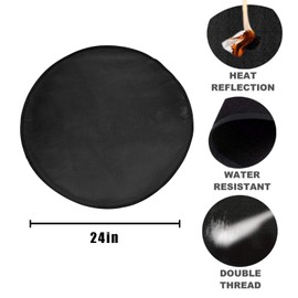 JasCherry Fire Bowl Mat, Fire Pit Mat, 3 Layers, Large, Black, Round Fire Pit Mat, Grill Mat, Heat Resistant Mat, Protection for Grill, Grass, Patio, Foldable - Diameter 61 cm #A