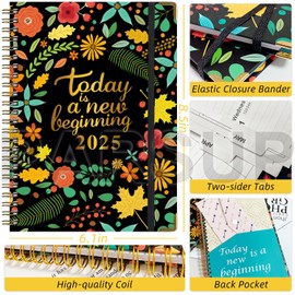 2025 Planner, Weekly & Monthly Planner 2025 from Jan. 2025-Dem. 2025, 6.1"×8.5", Academic Planner 2025 with Tabs, Thick Paper, Twin-Wire Binding, Home or Office Use for Gifts