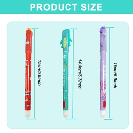 MeYuxg Set of 3 Erasable Gel Pens - Sea Animals Set 2025 Gel Pens Erasable: Clown Fish, Seahorse, Sea Turtle - Animal Head Pens Coloured Heat Sensitive Ink 0.5mm Tip