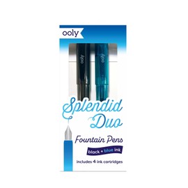Ooly Splendid Duo Fountain Pens: Black & Blue Inks - Set of 2 Pens & 4 Cartridges