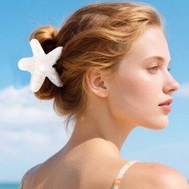 CASDRE Starfish Hair Claw Clips Mermaid Hair Clips Beach Hair Clamps Accessories for Women (Pack of 2) (Color A)