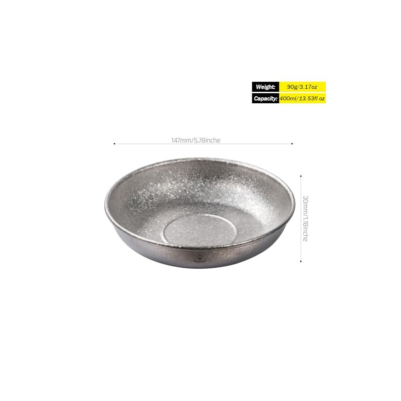 SILVERANT Titanium Camping Plate, Titanium Bowls Ultra Thick & Durable