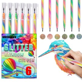 HUJUGAKO Rainbow Gel Pens, 6 Colored Glitter Mixing of 3 Colors Magic Pens,150% More Ink for Adults Coloring Books Drawing Doodling Crafts Scrapbooks Bullet Journaling
