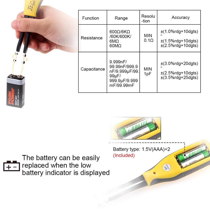 Pinzetta Multimetro Smart SMD Tester AP-990C Handheld Resistance Capacitance Auto