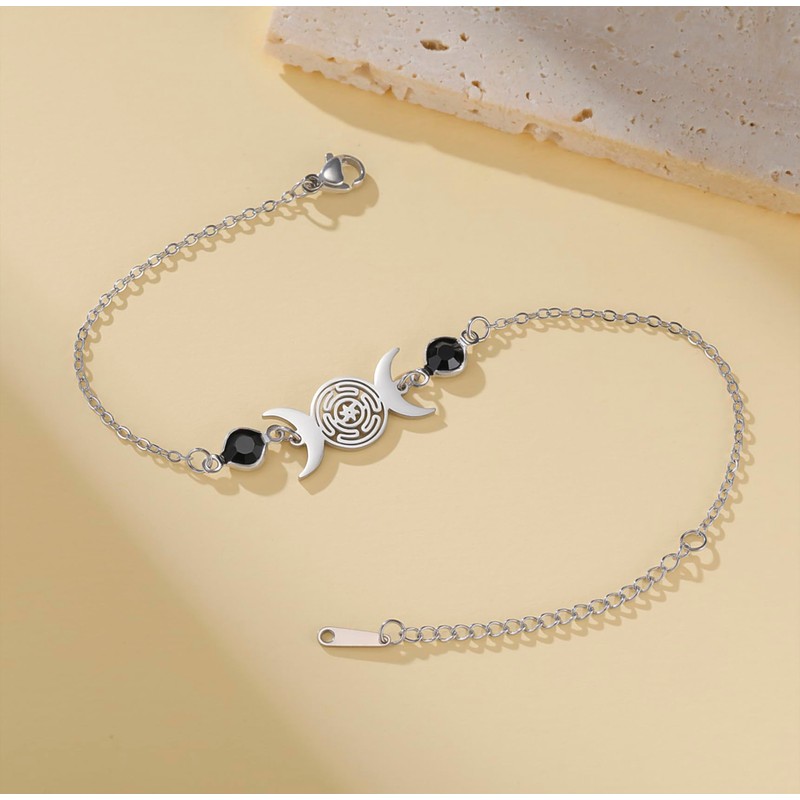 EUEAVAN Hecate Bracelet Wicca Triple Moon Goddess Pentagram Anklet Magic