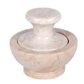 Creative Home Natural Champagne Marble Spice Grinder, Mortar and Pestle Set, 4" Diam. x 4" H, Beige