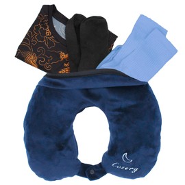 Cozery - Travel Neck Pillow - Soft Aeroplane Neck Pillow Fillable with Clothes for Travel, Washable Cushion Cover, Flight Pillow Neck - Hand Luggage Saver, Suitable for 2 Days Travel Accessories