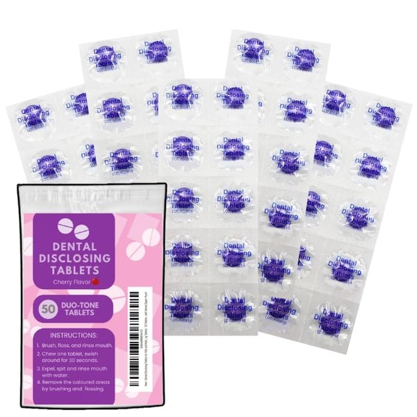  50 Tablets Dental Disclosing Tablets for Kids and Adults