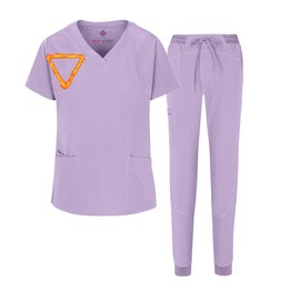 M&M SCRUBS Womens' Cool 4-Way Stretch Jogger Scrub Set (Lavender, Small-Petite)