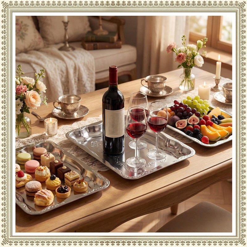 FoldTier 12 Pack Serving Trays Set for Party, Butterfly Floral