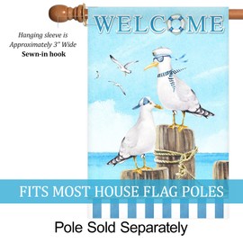 Texupday Welcome Sailor Seagull Decoration Summer Seaside House Flag Holiday Party Beach Coastal Outdoor Yard Flag 28" x 40"
