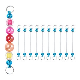 PATIKIL 10 Pcs Beadable Keychain Bars, Metal Beaded Keychain Blanks Bulk Making Supplies Kit with Double Side Loops for Pendant DIY Art Crafts, Light Blue