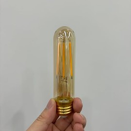 Decoaui E26 T10 LED Light Bulbs, Vintage Tubular Edison Bulbs, 4W(40 Watt Equiv.) Dimmable, Amber Glass, 3 Pack