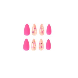 NewsinDee Press On Nails - UV Coated Cover Graphic French Tip Pink False Nails, Reusable Stick On Fake Nails with Glue | Salon Quality | 12 Sizes - 24 Nail Kit for Valentine’s Day Gift