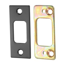 sourcing map 1 Set Door Strike Plate, 70mm x 28.4mm Stainless Steel Latch Deadbolt Replacement Lock Strike Plate for Door Frame Door Jamb Reinforcement, Black