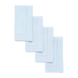 Solino Home Azul Claro servilletas de Tela Lino, Juego de 4 – 20 x 20 Pulgadas 100% Lino Puro Cocina Servilletas de Cena – Classic Vainica