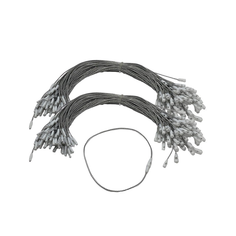 200 Pack Silver Christmas Ornament Precut String Hangers with Snap