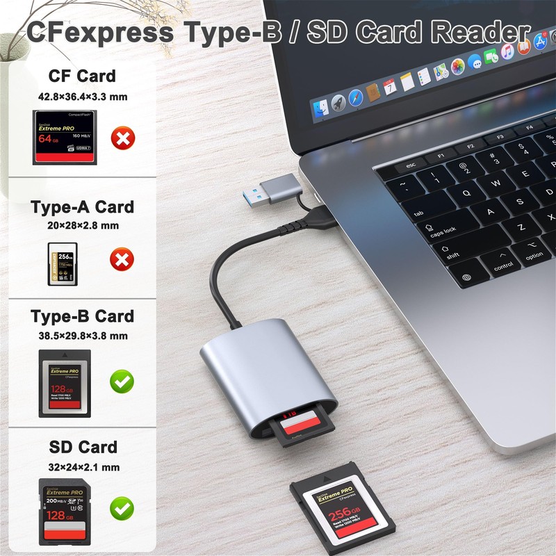 Professional CFexpress Type B and SD Dual-Slot Memory Card Reader